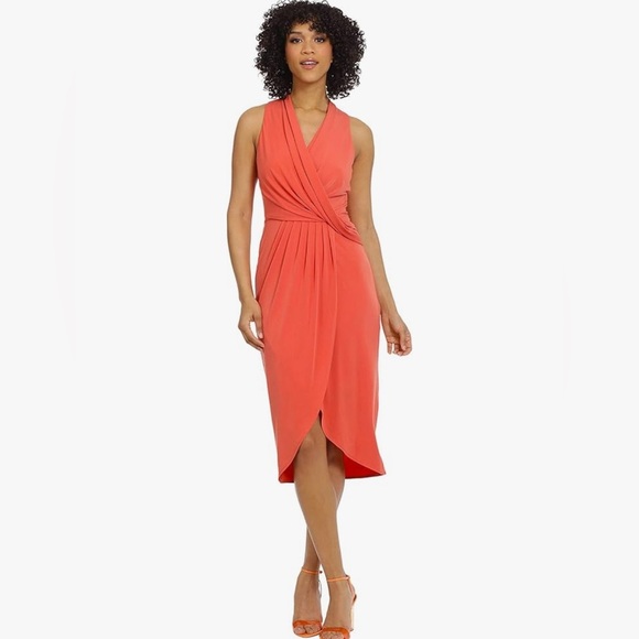 Maggy London Dresses & Skirts - Maggy London Women's Draped Bodice Wrap Look High Low Sheath Dress size 14 NWT